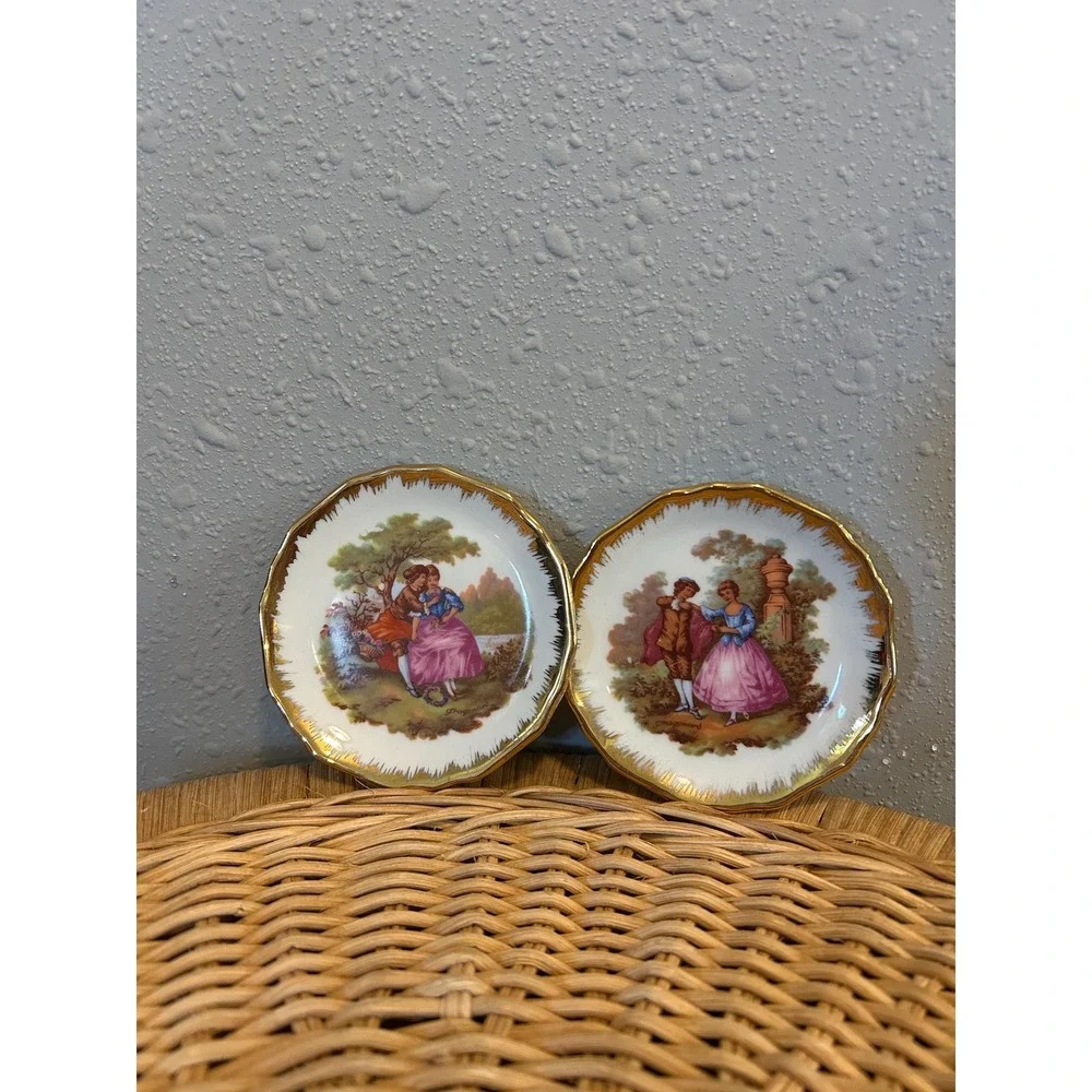 Vintage Limoges France Fragonard Miniature Decorative Plates Set 2